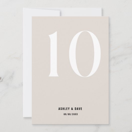 表10ベージュはっきりしたの表結婚番号 招待状 (正面)