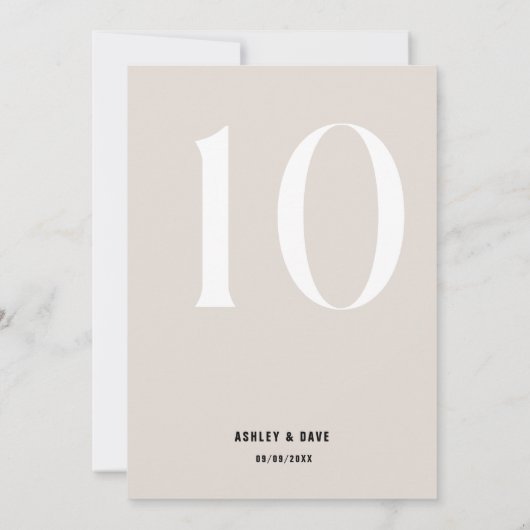 表10ベージュはっきりしたの表結婚番号 招待状 (裏面)