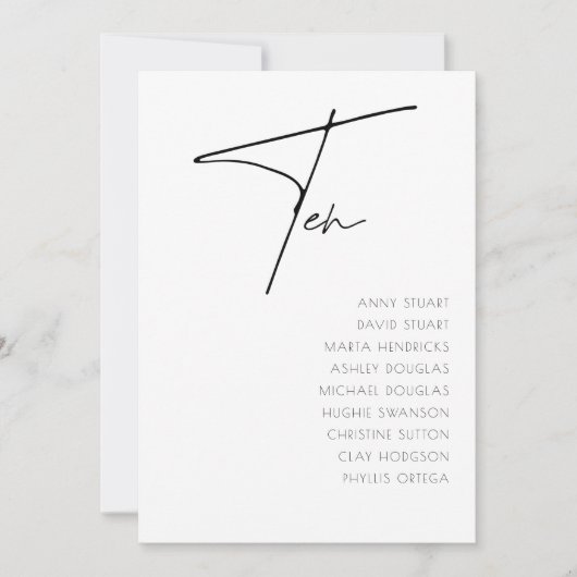 表10モダン結婚の表番号テンプレート 招待状 (正面)