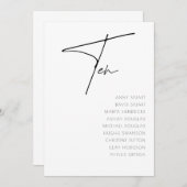 表10モダン結婚の表番号テンプレート 招待状 (正面/裏面)