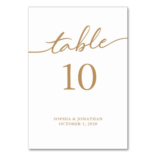 表10金ゴールド書パーソナライズされた結婚の テーブルナンバー (正面)