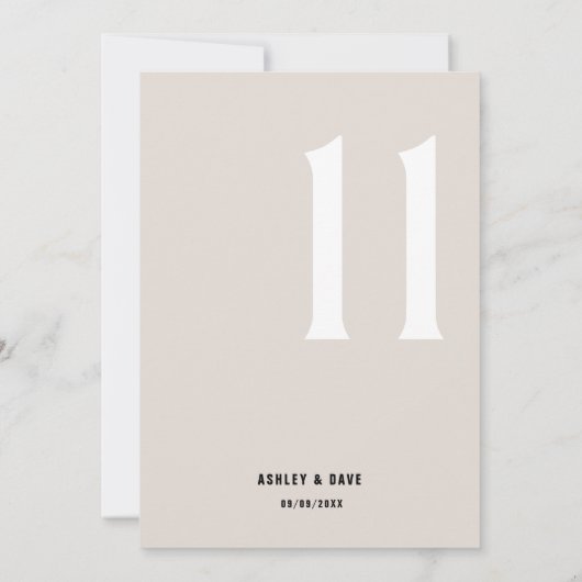 表11ベージュはっきりしたの表結婚番号 招待状 (裏面)