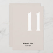 表11ベージュはっきりしたの表結婚番号 招待状 (正面/裏面)