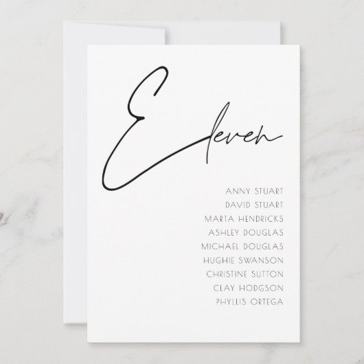 表11モダンの表結婚番号テンプレート 招待状 (正面)