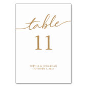 表11金ゴールド書パーソナライズされた結婚の テーブルナンバー (裏面)