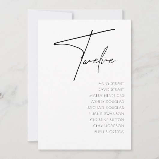 表12モダンの表結婚番号テンプレート 招待状 (正面)