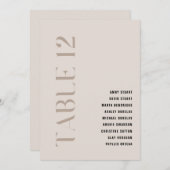 表12モダンベージュ結婚の表番号 招待状 (正面/裏面)