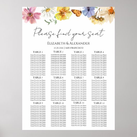 表12山花房保結婚の座席表 ポスター (正面)