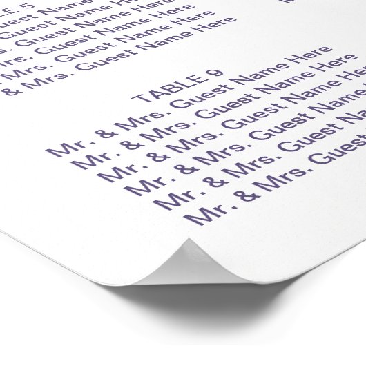 表12紫のフローラ結婚の座席表 ポスター (角)