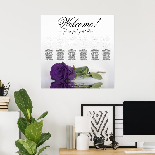 表12紫エレガントのバラ表 ポスター (ホームオフィス)