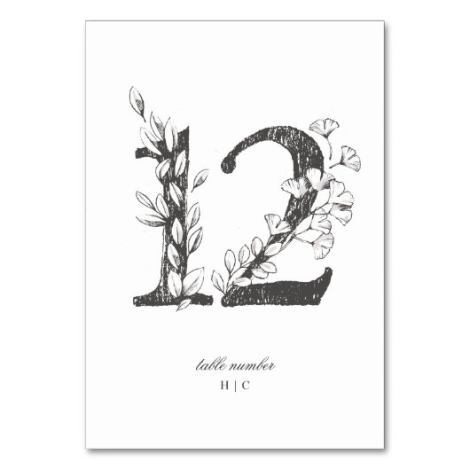 表12美しいフローラスケッチリース結婚 テーブルナンバー (正面)