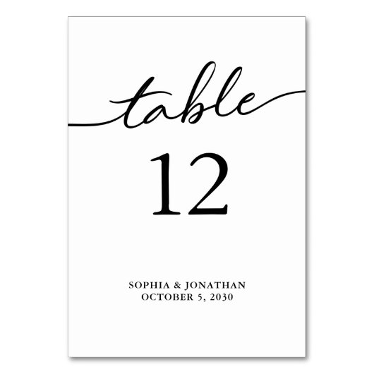 表12黒パーソナライズされた書結婚類 テーブルナンバー (正面)