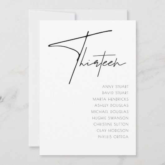 表13モダン結婚の表番号テンプレート 招待状 (正面)