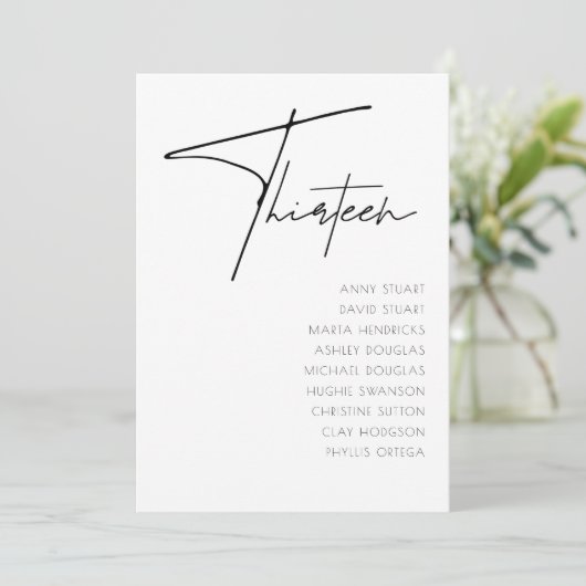 表13モダン結婚の表番号テンプレート 招待状 (スタンド正面)