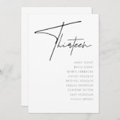 表13モダン結婚の表番号テンプレート 招待状 (正面/裏面)