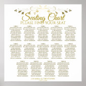 表14のシンプル金ゴールドエレガントの結婚座席表 ポスター (正面)