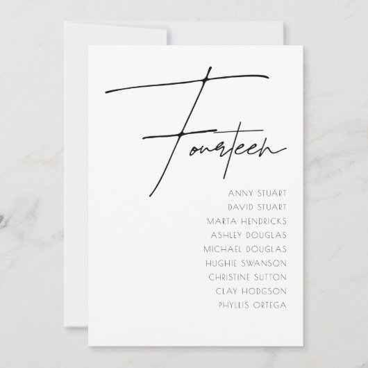 表14モダンのテ結婚ーブル番号テンプレート 招待状 (正面)