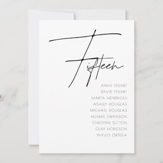 表15モダン結婚の表番号テンプレート 招待状 (正面)