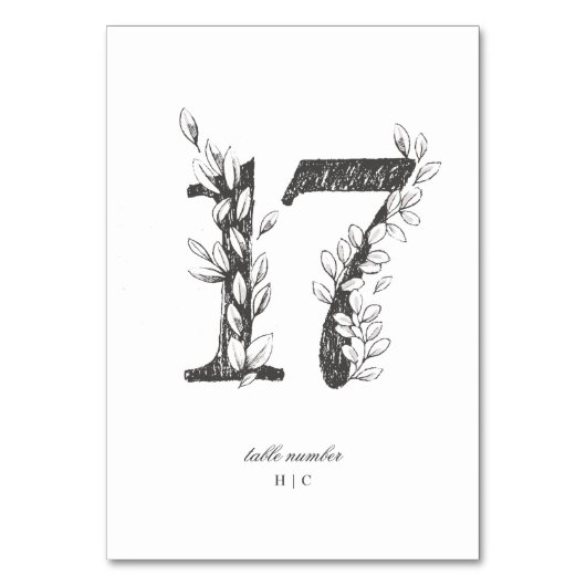 表17美しいフローラスケッチリース結婚 テーブルナンバー (正面)