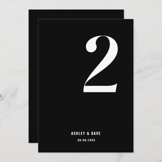 表2はっきりした黒結婚の表 招待状 (正面/裏面)