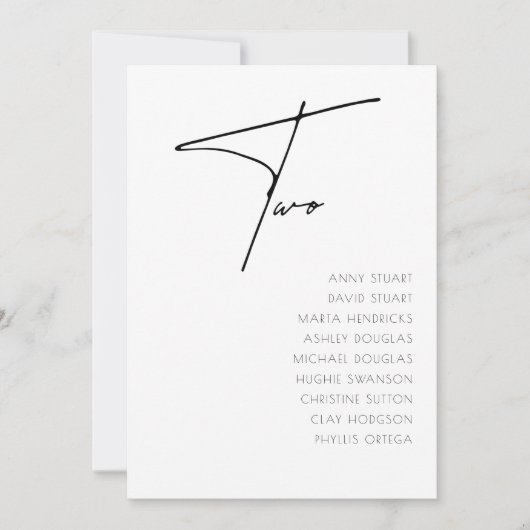 表2モダンの表結婚番号テンプレート 招待状 (正面)