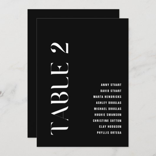 表2モダンはっきりした結婚の表番号 招待状 (正面/裏面)