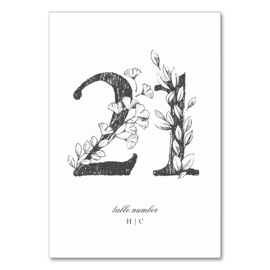 表21美しいフローラスケッチリース結婚 テーブルナンバー (正面)