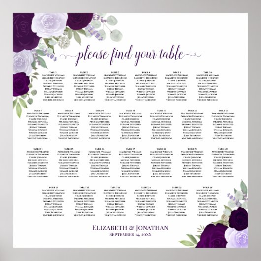 表26紫ボホバラ結婚の座席表 ポスター (正面)