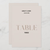 表3はっきりしたベージュ結婚の表番号 招待状 (正面/裏面)