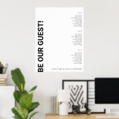 表3シンプル白結婚座席表 ポスター (ホームオフィス)