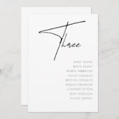 表3モダンの表結婚番号テンプレート 招待状 (正面/裏面)