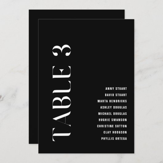 表3モダンはっきりした結婚の表番号 招待状 (正面/裏面)