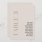 表3モダンベージュ結婚の表番号 招待状 (正面/裏面)