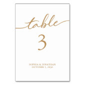 表3金ゴールドパーソナライズされた書結婚類 テーブルナンバー (裏面)