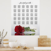 表30の赤いバラ結婚の座席表の反射 ポスター (キッチン)