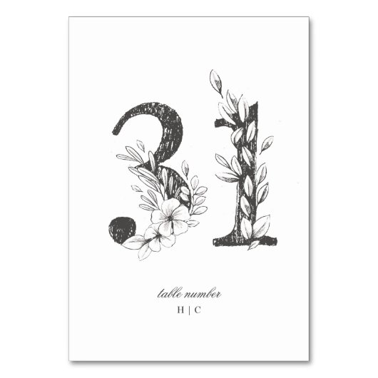 表31美しいフローラスケッチリース結婚 テーブルナンバー (正面)