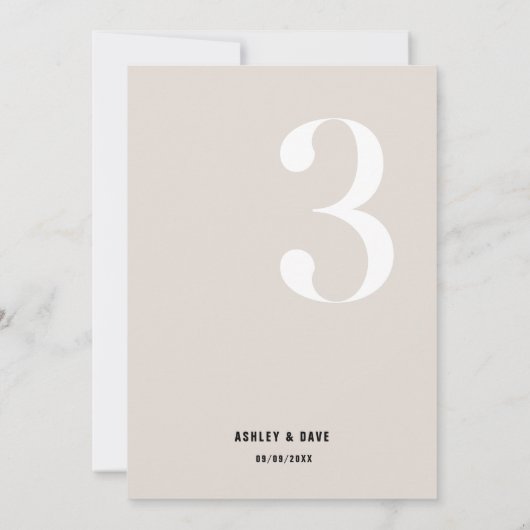 表3 Beigeはっきりしたの表結婚番号 招待状 (裏面)