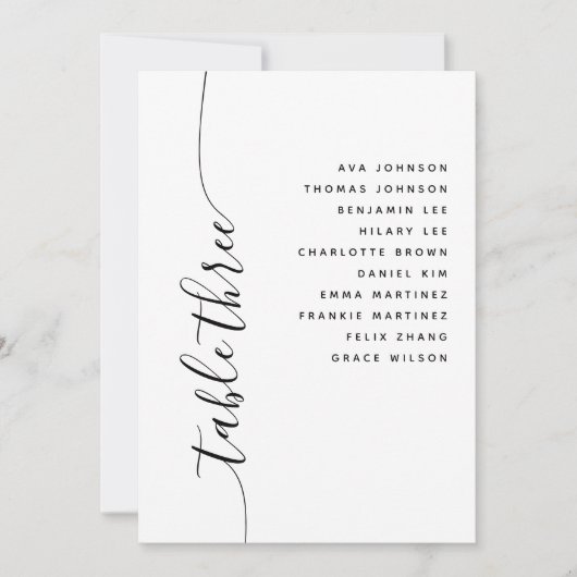 表3 Vertical Scriptのシー結婚ティングチャートカード 招待状 (正面)