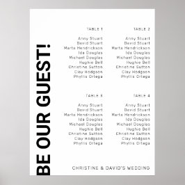 表4シンプル白結婚の座席表 ポスター