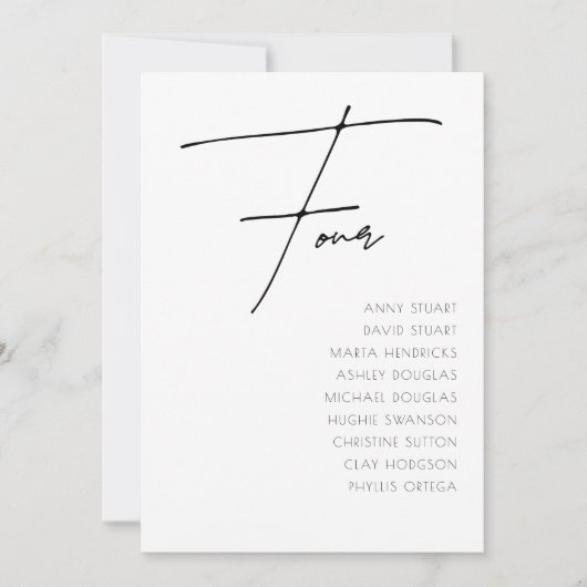 表4モダンの表結婚番号テンプレート 招待状 (正面)