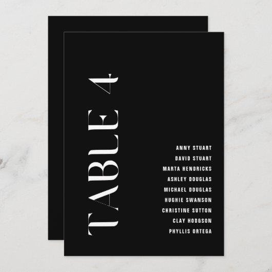 表4モダンはっきりした結婚の表番号 招待状 (正面/裏面)