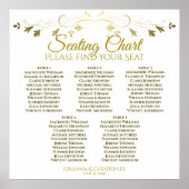 表5のエレガント金ゴールドと白結婚の座席表 ポスター (正面)