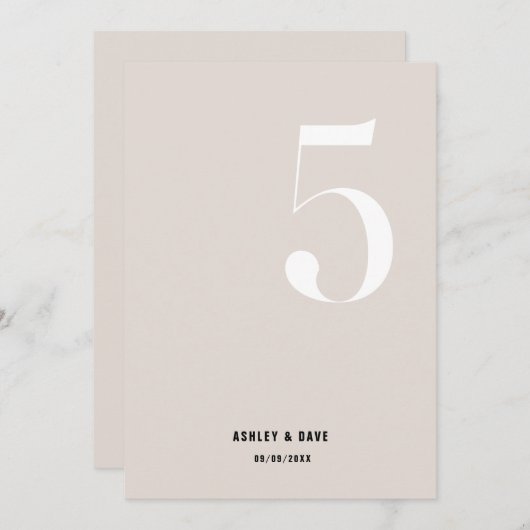 表5はっきりしたベージュ結婚の表 招待状 (正面/裏面)