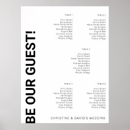 表5シンプルの白結婚い座席表 ポスター