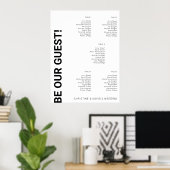 表5シンプルの白結婚い座席表 ポスター (ホームオフィス)