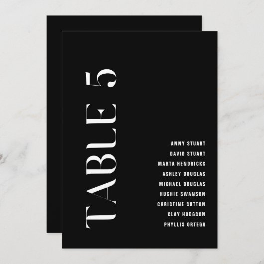 表5モダンはっきりした結婚の表番号 招待状 (正面/裏面)