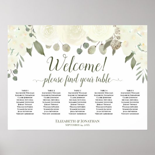 表5白バラ歓迎シーティングチャート ポスター (正面)