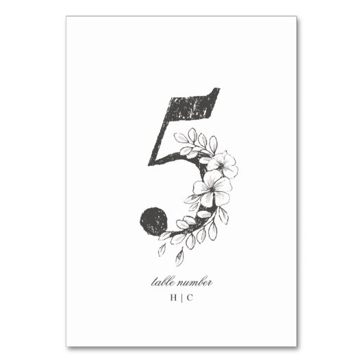 表5美しいフローラスケッチリース結婚の テーブルナンバー (正面)