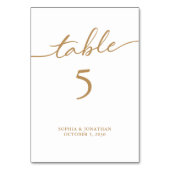 表5金ゴールドパーソナライズされた書結婚類 テーブルナンバー (裏面)