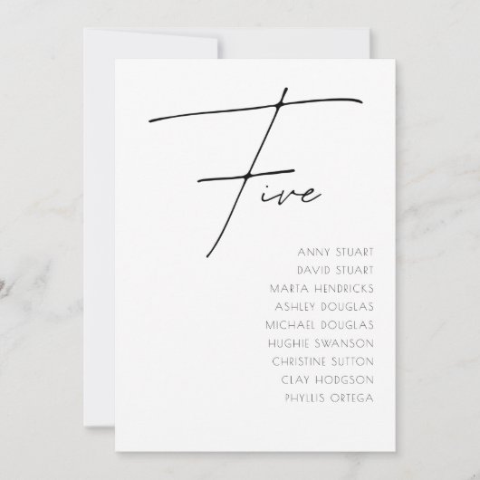 表5 現代の結婚式用テーブル番号テンプレート 招待状 (正面)